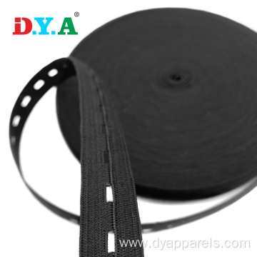 Black Polyester Knitted Adjustable Buttobhole Elastic